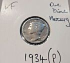 1934 (P) One Dime Mercury Veryfine Harderyear Silver 90% Copper 10%