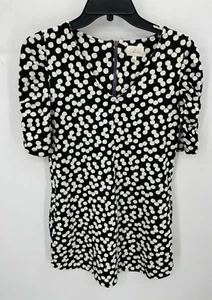 Vestido Deletta Mujer Pequeño Negro Marfil Punto Cuello en V Manga Abullonada Cambio Mini - Imagen 1 de 7