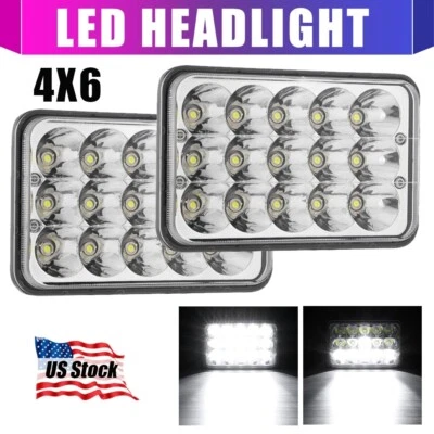 Brightest 2pcs 4x6" Led Headlights Hi/Lo H4656 for Kenworth T400 T600A T800 W900 - Image 1 of 4