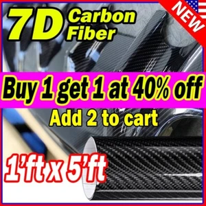 12" x 60" Premium 7D Gloss Black Carbon Fiber Vinyl Wrap Bubble Free AIR Release - Picture 1 of 9
