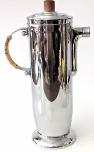 Post prohibition chrome shaker with wicker handle 12" tall, guaranteed genuine - Picture 1 of 5