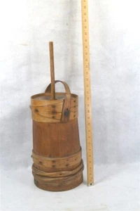antique butter churn wooden upright table top plunger primitive 18th c original - Picture 1 of 12