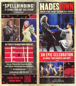 Hadestown the Musical Ad Flyer New York City Broadway Lillas White - Picture 1 of 2