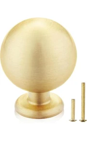 QOGRISUN 5er Pack Schrankknöpfe aus massivem Messing, runde Kugel Goldknöpfe für Kommode - Bild 1 von 6
