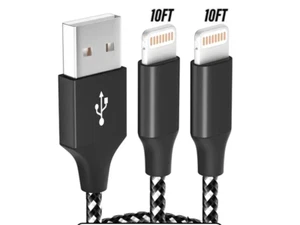 10FT Charger Nylon Braided Fast Charging Cable For IPhone-2 Pack - Picture 1 of 6