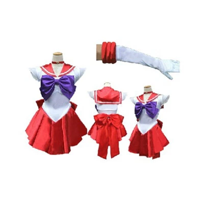 Cosplay Uniform Fancy Dress + Gloves Sailor Moon Mars Red Sailormoon Costume - Image 1 of 3