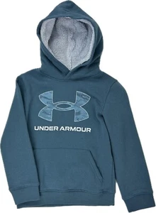 Under Armour Kids Blue Cotton Front Pocket Logo UA Outdoor Pullover Hoodie Sz S - Picture 1 of 2