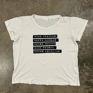 Y2K Sundry Wear Italian Monologue T-Shirt White Black Sz 1 - Picture 1 of 7