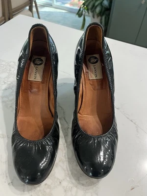 Zapatos de tacón de plataforma Lanvin Paris negros de ballet con cuña para mujer EE. UU. 7,5 Foto 1 de 4