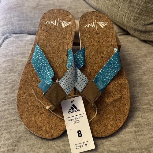Adidas eezay Parley Slides BA8825 uomo taglia US 8 donna taglia 11 bianco gesso e verde acqua