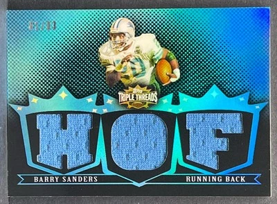2007 Topps Triple Threads Barry Sanders Sapphire Game-Used Jersey HOF Relic #1/3 - Image 1 of 2