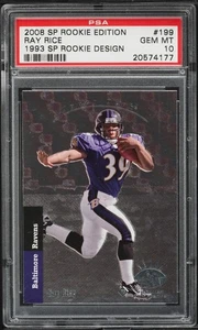 2008 SP Rookie Edition #199 Ray Rice 1993 DESIGN ROOKIE - Ravens PSA 10 GEM MT - Picture 1 of 2