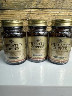 SOLGAR Cobre Quelado, 100 Comprimidos (Lote de 3)-Esencial para la Formación de Colágeno Foto 1 de 4