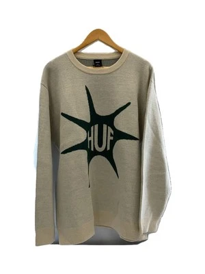 HUF IMPACT CREWNECK SWEATER XL BEG Sweater XL acrylic from Japan _603 - Image 1 of 4