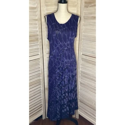 Raquel Allegra Blue Tie Dye Knit Muscle Tank Dress 2 M Asymmetrical Hem - Image 1 of 4