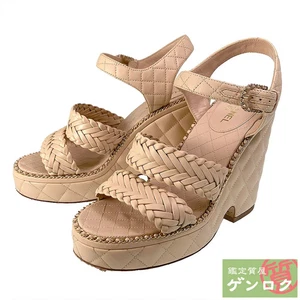 CHANEL Sandals With Chain Size 37 1/2 Approx. 23.5Cm Beige - Picture 1 of 11