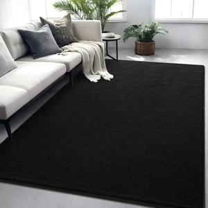 Rugs for Bedroom Living Room, 4x6 ft Black Area Rug, Washable Memory Foam Ind... - Picture 1 of 7