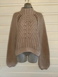 Free People 100% Cotton Mock Neck Long Sleeve Pullover Sweater Size L - Picture 1 of 8