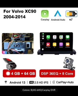 autoradio 2 din per volvo xc90 2004-2014 completo di telecamera posteriore e ant - Immagine 1 di 4