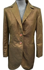 GIGLI Jeans Women's 2 Button Blazer Jacket Gold Glitter Going Out Long S Small - Picture 1 of 8