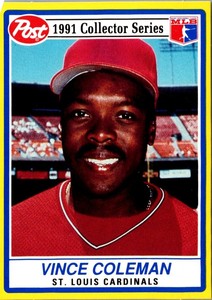 1991 Post Cereal Vince Coleman #5 St. Louis Cardinals