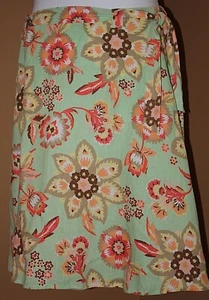 J Jill Mint Green Pink Beige Floral A Line Skirt Tie Belt Pockets MP NWOT - Picture 1 of 6