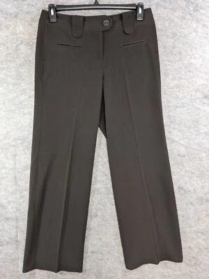 Pantalones New Directions para mujer 8 bolsillos elásticos marrones 32" entrepierna tiro alto carrera Foto 1 de 4