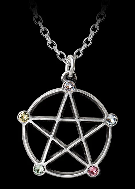 Alchemy Wicca Halskette - Elementar Pentagramm - Fantasy Schmuck Anhänger Kette - Bild 1 von 1