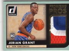 2015-16 Donruss Promising Pros Jumbo Swatches Prime #7 Jerian Grant Knicks /25