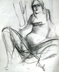 Walter Bernstein 1901-1981 Neunkirchen Saarland / Zeichnung weiblicher Akt sign. - Bild 1 von 1