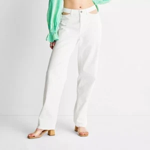 Women's High-Rise Overlap Waist Straight Leg Jeans Future Collective Size 0 - 16 - Picture 1 of 4