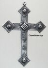 #1318 LARGE ANTIQUED STERLING SILVER PLATED CROSS W/TOP HANG RING - 1 Pc Lot