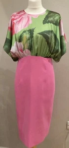 Ella Boo Kleid Größe 10 rosa & grün Blumenmuster Mutter der Braut Hochzeitsoutfit - Bild 1 von 6