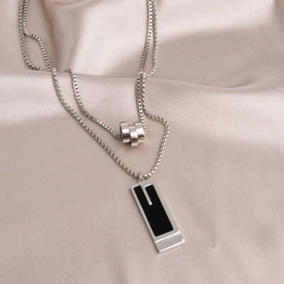 Pulloverkette Doppel Halskette Edelstahl Damen Mädchen - Bild 1 von 2