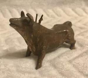 Brass Bull Ornament Figurine Miniature Statue Animal - Picture 1 of 6