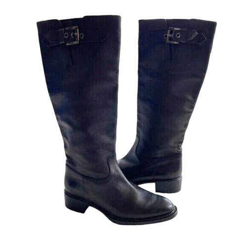 TOD’S Stivali da equitazione Tods donna al ginocchio in pelle nera misura 35 5 fibbie US 5 5