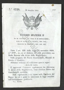 Decreto Regno di Sardegna - Regolamento divise magistratura + tavole - 1860 - Picture 1 of 2