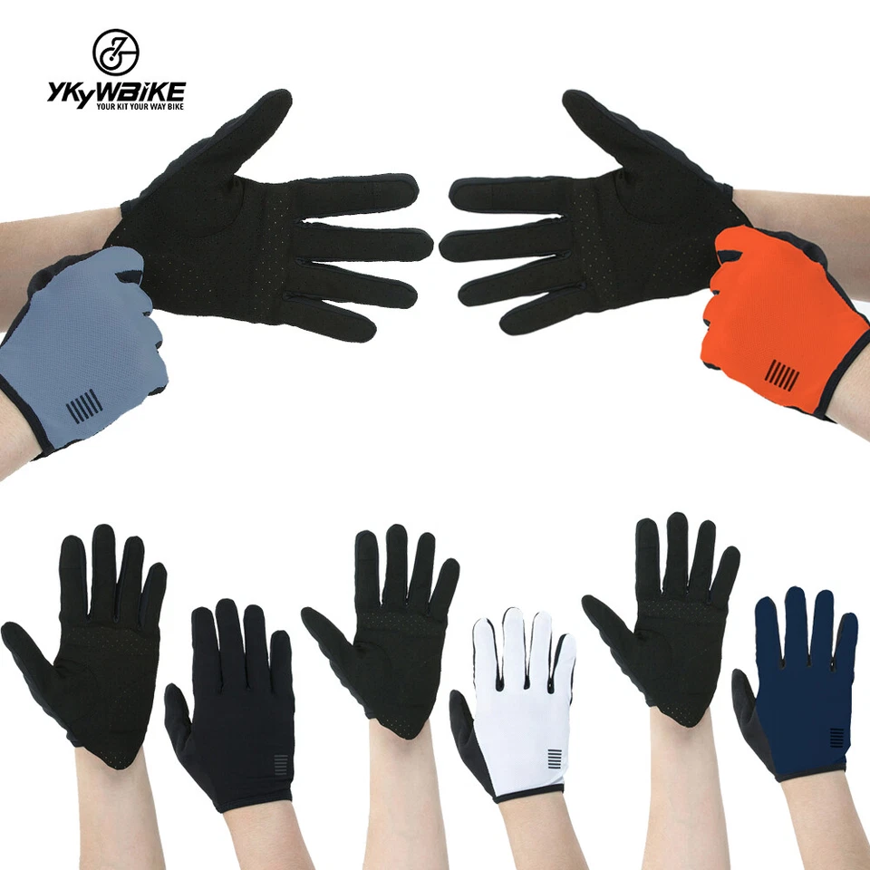 YKYWBIKE Mens Full Finger Cycling Gloves Mesh MTB Bike Bicycle Shockproof Gloves - Image 1 of 4