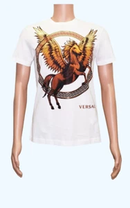 New Versace X Lil Buck White Cotton T-Shirt with Pegasus Print - Picture 1 of 11