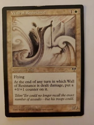MTG Magic The Gathering Card Wall of Resistance Summon Wall White Mirage 1996 - Image 1 of 2