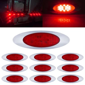 10x 6.5" Red Thin Side Marker Lights Clearance 16LED Chrome For Freightliner 12V - Bild 1 von 10
