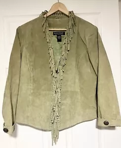 Vintage Suede Jacket Womens Medium Light Avocado Urban Cowgirl Western Rodeo - Picture 1 of 6