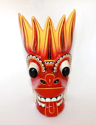 Handmade Wooden Mask Asian Dragon Red - Image 1 of 4