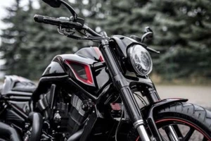 HARLEY-DAVIDSON BLACK LED HEADLIGHT V-ROD SAE E-APPROVED ECE WITH PARKING LIGHT - Picture 1 of 5