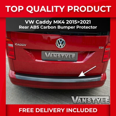 VANSTYLE FITS VW CADDY & MAXI 15>21 REAR BUMPER PROTECTOR TOUGH ABS CARBON STOPS DAMAGE