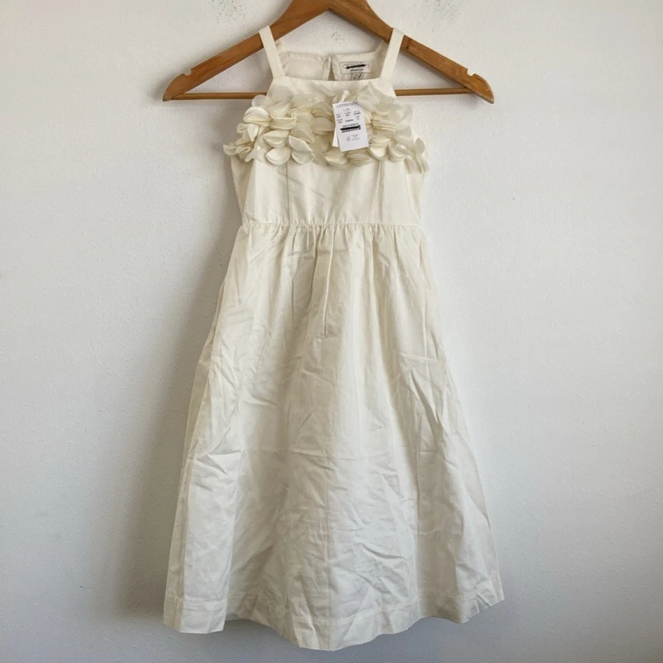 Vestido midi con apliques florales de algodón satinado talla 6 marfil J Crew para niñas Foto 1 de 4