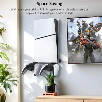 OUBANG For PS5 Accessories Console Wall Mount W/Controller Headset Hanger Charge Cable
