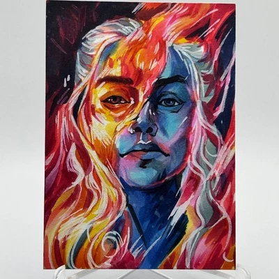 Game of Thrones Daenerys Targaryen Artist Auto Sketch Card 1/1  Blacklight GGC - Image 1 of 4