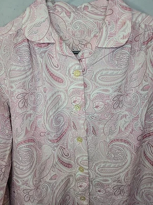 Blusa camisa vintage feita à mão anos 80 paisley rosa botão para baixo tamanho XL - Imagem 1 de 4