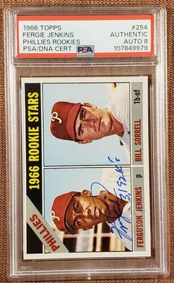 1966 Topps #254 Fergie Jenkins Phillies Rookie Baseball Card PSA/DNA Auto RC - Image 1 of 3